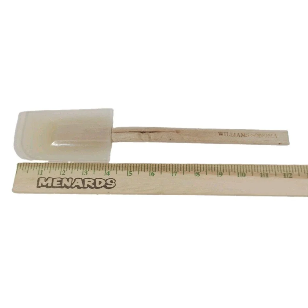 Williams Sonoma Silicone Spatula Scraper Wood Handle Clear White Heat Resistant